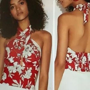 Express Red and White Halter Top